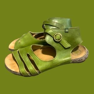 El Naturalista Eco-Friendly Green Leather Sandals Comfort Boho Funky Retro Shoe